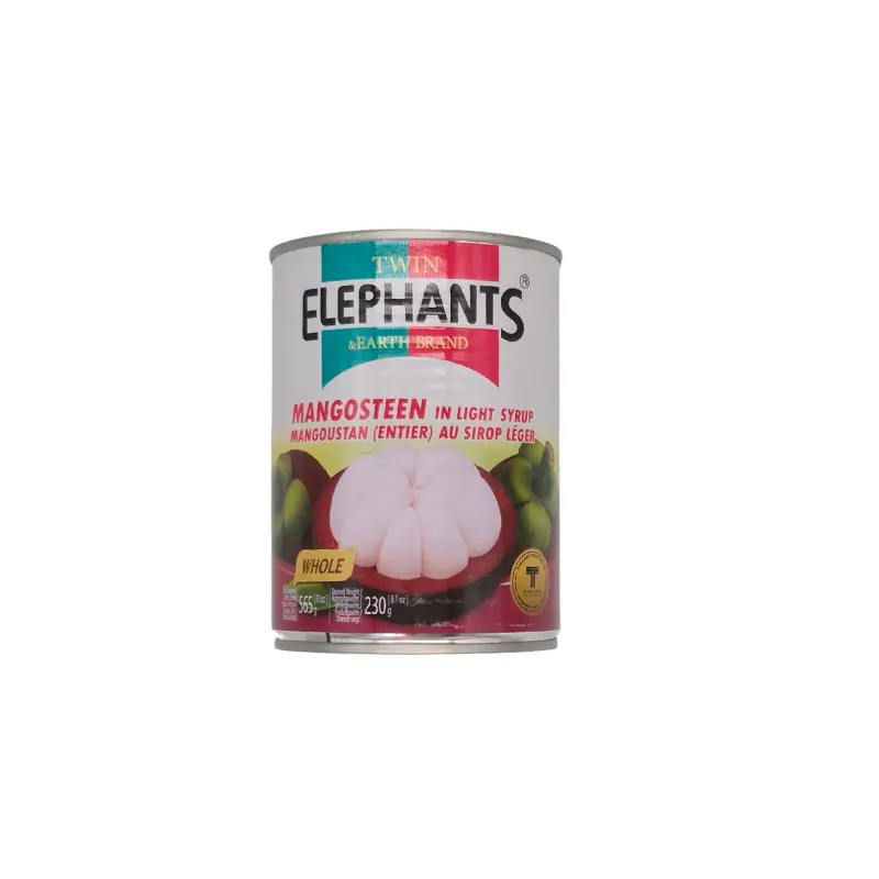 TWIN ELEPHANTS & EARTH BRAND MANGOSTEEN IN LIGHT SYRUP 