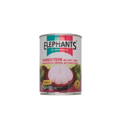 TWIN ELEPHANTS & EARTH BRAND MANGOSTEEN IN LIGHT SYRUP 